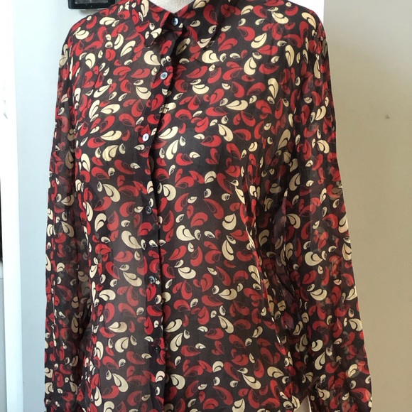 Beautiful Silk Top Peacock Pattern - Picture 1 of 6